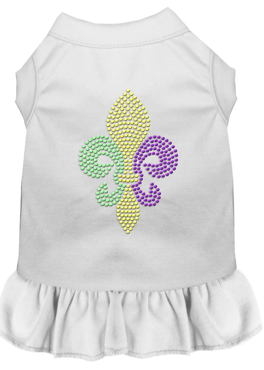 Mardi Gras Fleur De Lis Rhinestone Dress White 4x Default Title