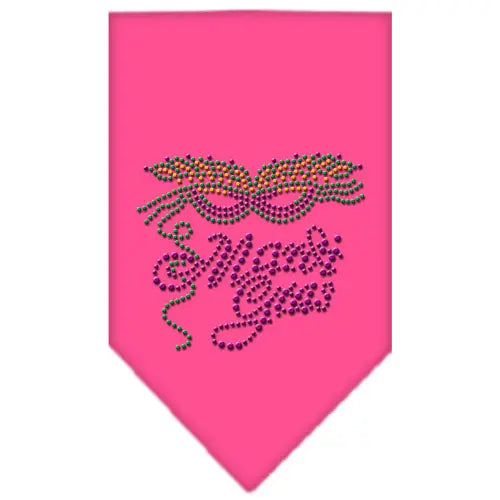 Mardi Gras Rhinestone Bandana Bright Pink Small Default Title