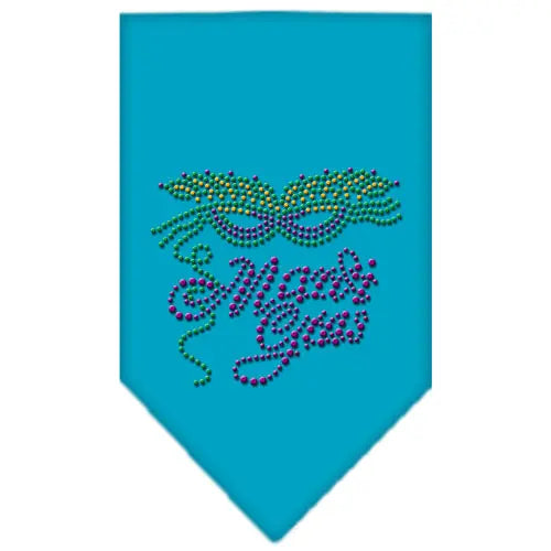 Mardi Gras Rhinestone Bandana Turquoise Large Default Title