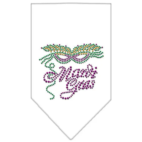 Mardi Gras Rhinestone Bandana White Large Default Title