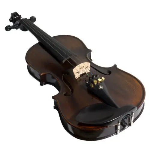 Mendini MV500+92D Flamed 1-Piece Back Solid Wood Violin with Case, Tuner, Shoulder Rest, Bow, Rosin, Bridge and Strings (Size: 3/4)