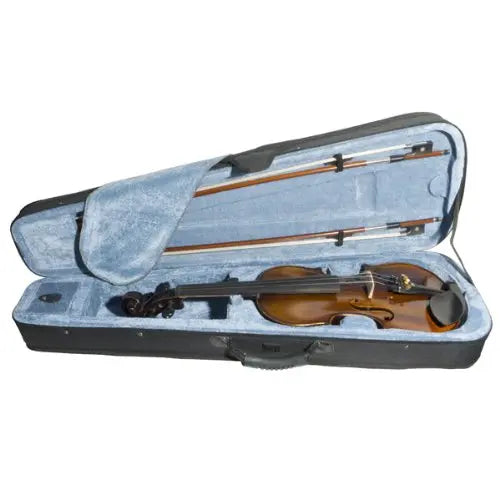 Mendini MV500+92D Flamed 1-Piece Back Solid Wood Violin with Case, Tuner, Shoulder Rest, Bow, Rosin, Bridge and Strings (Size: 4/4 (Full Size))