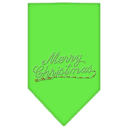 Merry Christmas Rhinestone Bandana Lime Green Large Default Title