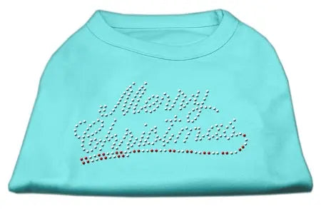 Merry Christmas Rhinestone Shirt Aqua S Default Title