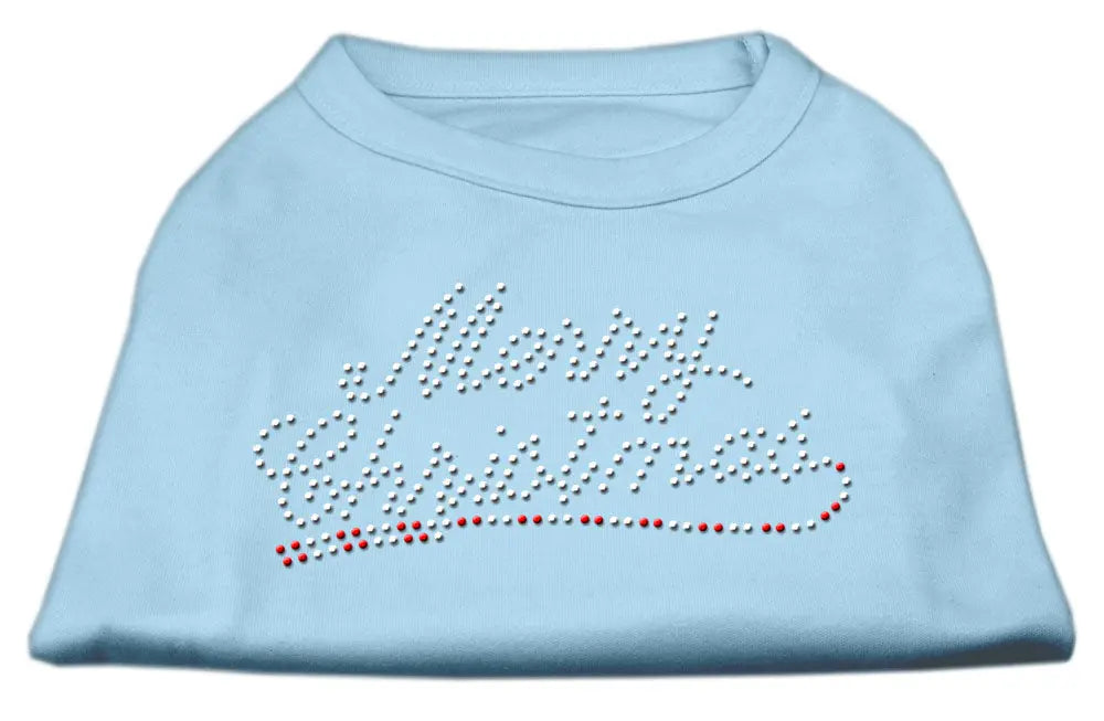 Merry Christmas Rhinestone Shirt Baby Blue L Default Title