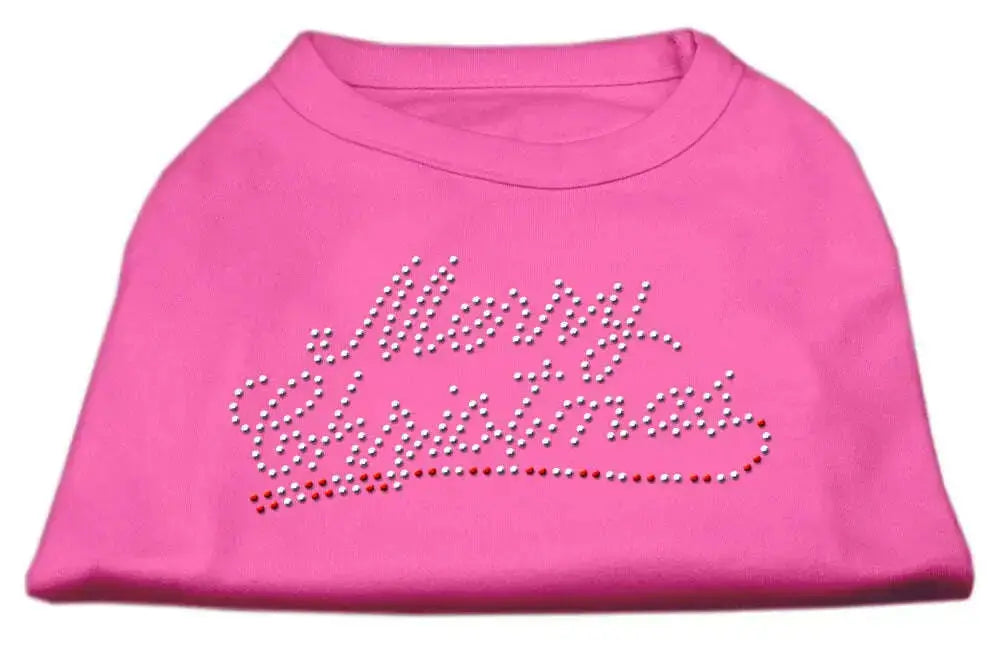 Merry-Christmas-Rhinestone-Shirt-Bright-Pink-L-GreatEagleInc-319940425