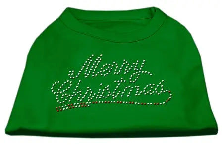 Merry Christmas Rhinestone Shirt Emerald Green Xs Default Title