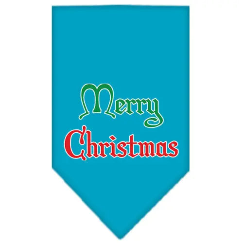Merry Christmas Screen Print Bandana Turquoise Small Default Title
