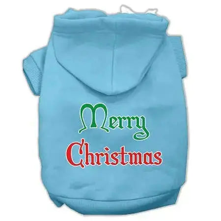Merry-Christmas-Screen-Print-Pet-Hoodies-Baby-Blue-Size-Lg-GreatEagleInc-319372438
