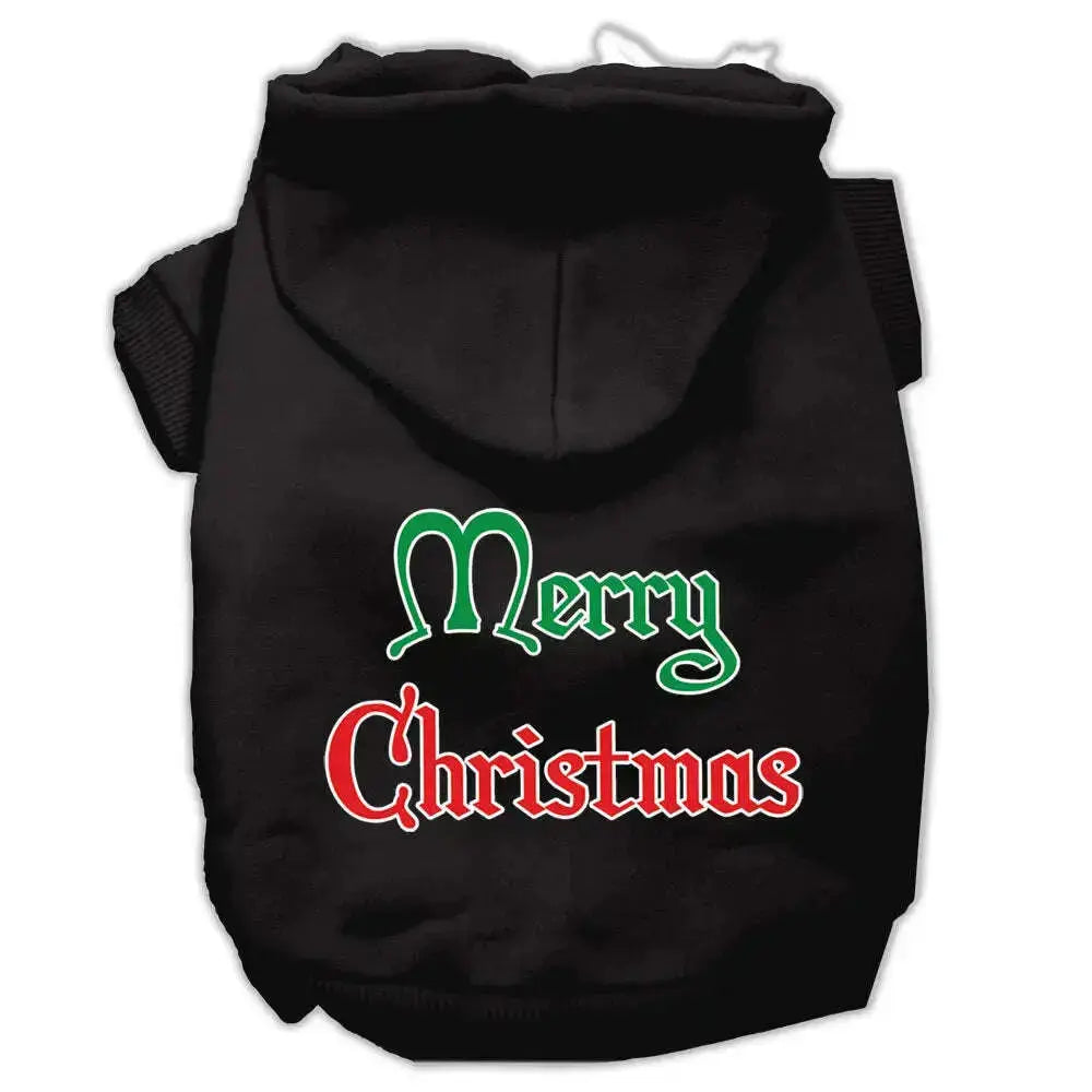 Merry-Christmas-Screen-Print-Pet-Hoodies-Black-Size-Lg-GreatEagleInc-319372355