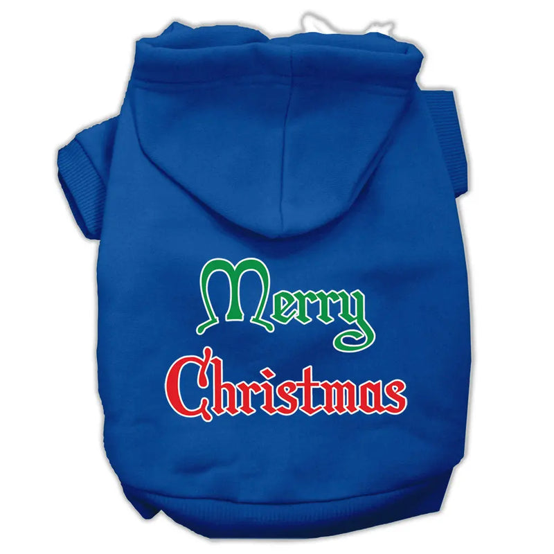 Merry Christmas Screen Print Pet Hoodies Blue Size Xxl Default Title