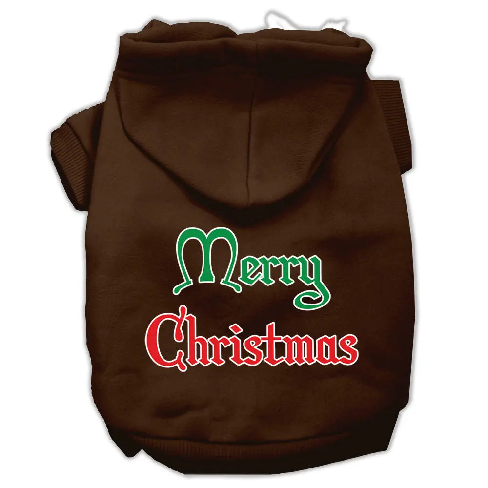 Merry Christmas Screen Print Pet Hoodies Brown Size Xxl Default Title