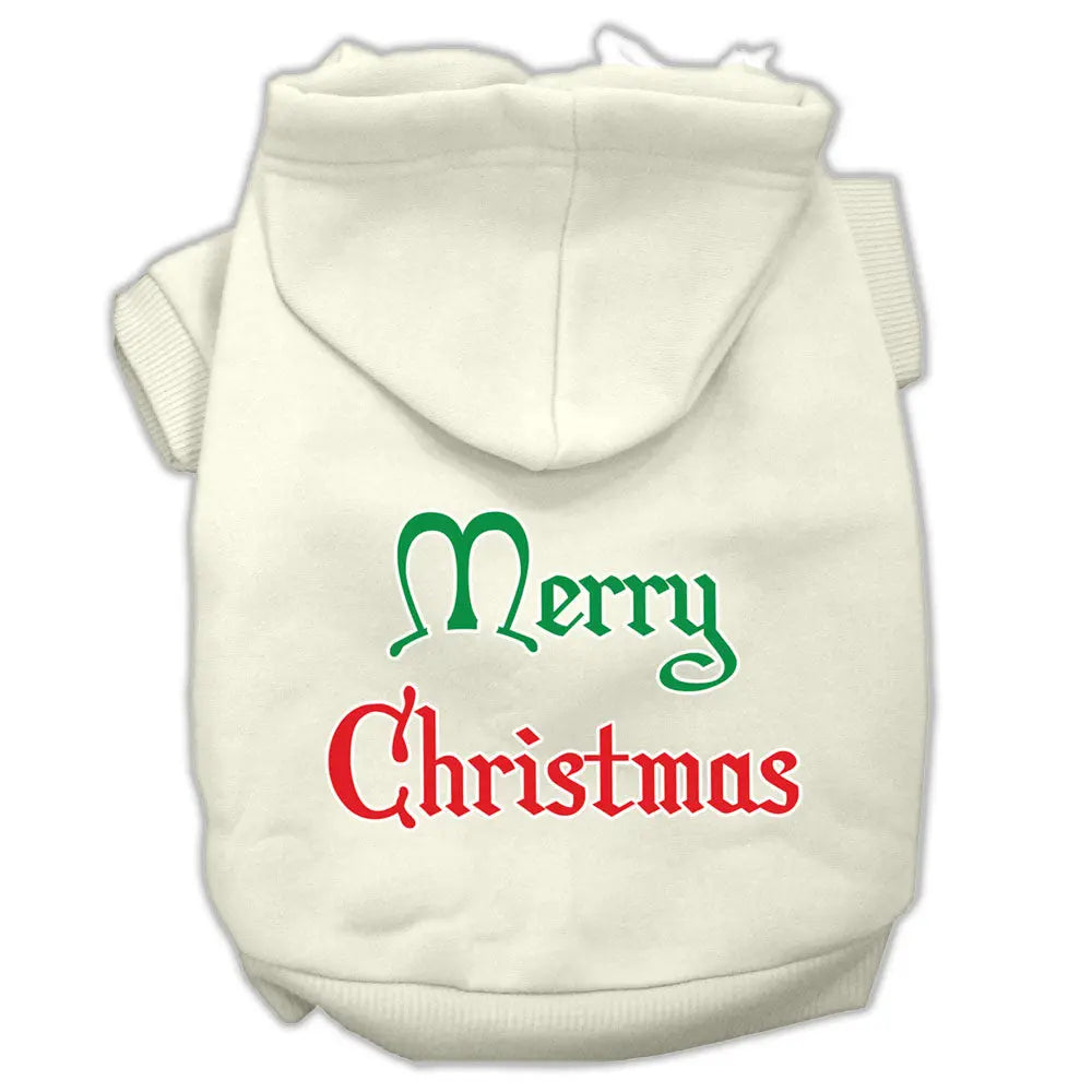 Merry Christmas Screen Print Pet Hoodies Cream Size Sm Default Title