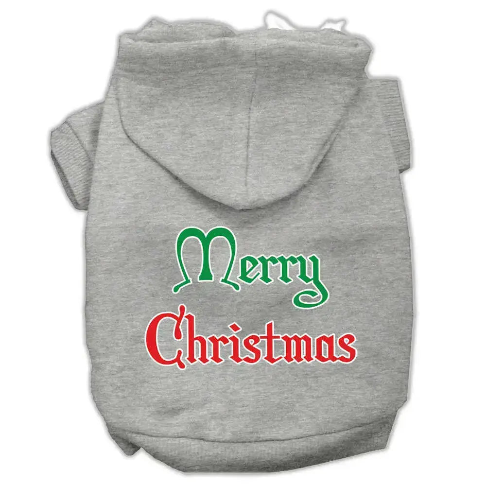 Merry-Christmas-Screen-Print-Pet-Hoodies-Grey-Size-Sm-GreatEagleInc-319370121