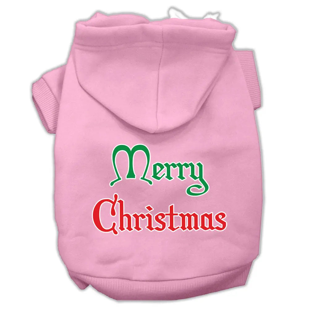 Merry Christmas Screen Print Pet Hoodies Light Pink Size Lg Default Title