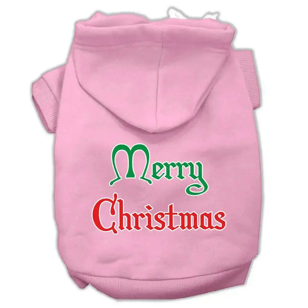 Merry-Christmas-Screen-Print-Pet-Hoodies-Light-Pink-Size-Lg-GreatEagleInc-319371717