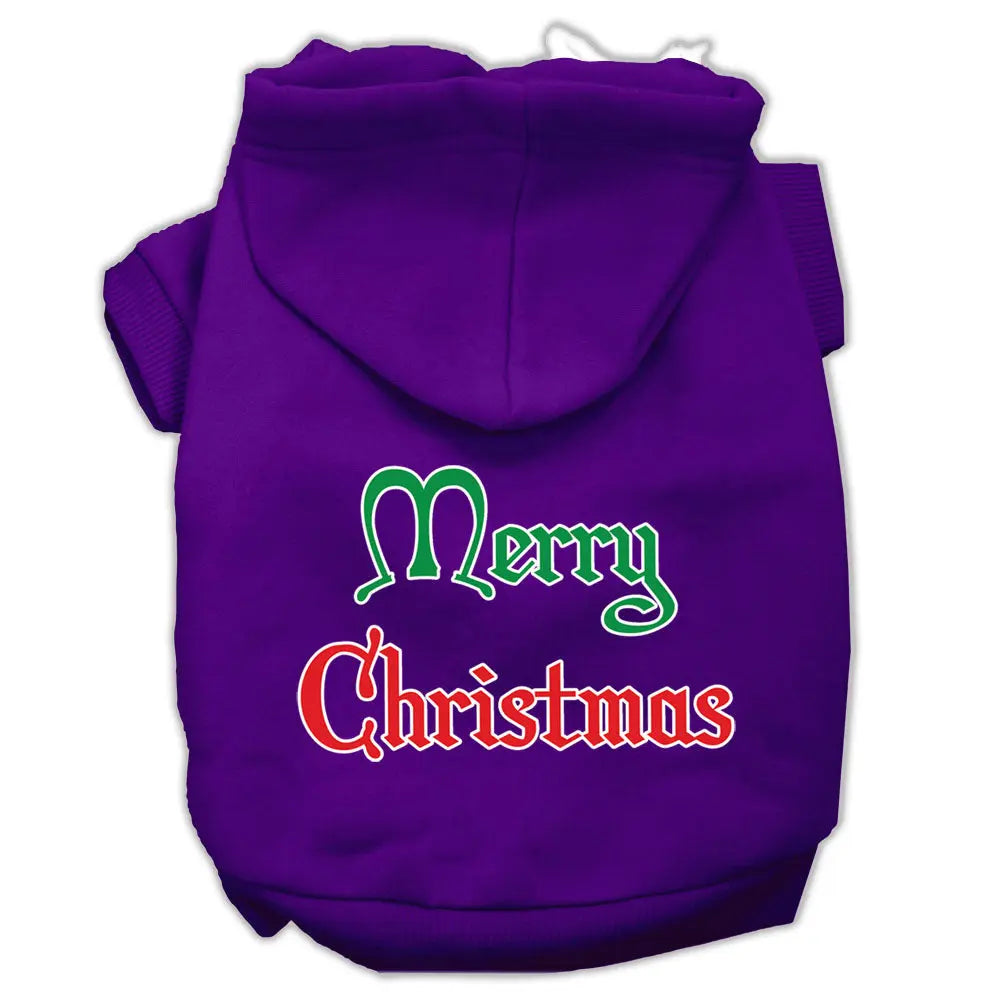 Merry Christmas Screen Print Pet Hoodies Purple Size Med Default Title