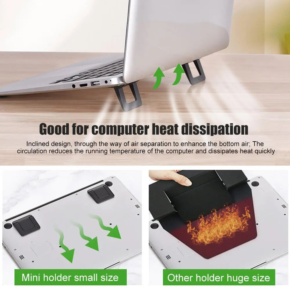 Mini Portable Invisible Laptop Holder Adjustable Cooling Stand Foldable Multifunctional Holder 1Pair for Laptop Notebook (Black) - GreatEagleInc