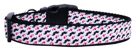 Moustache Love Nylon Dog Collar Xs Default Title