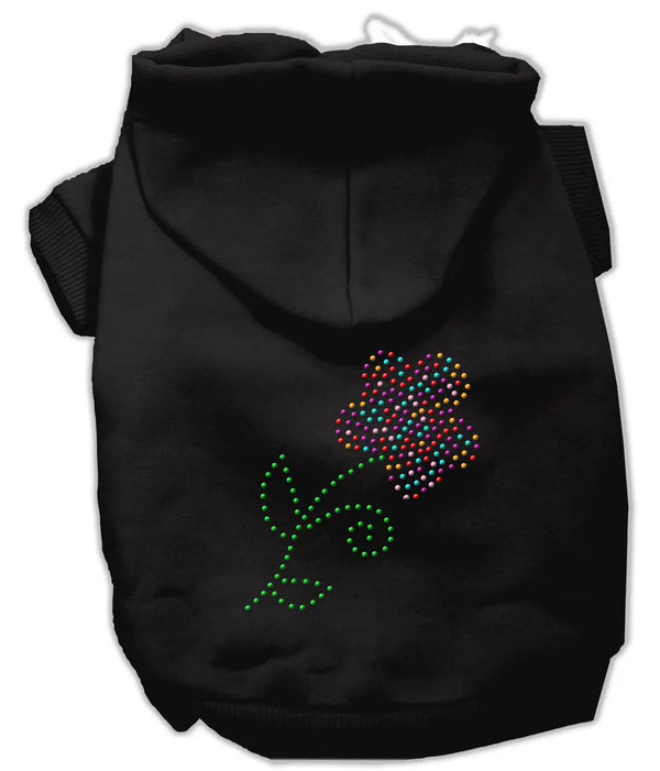 Multi-colored Flower Rhinestone Hoodie Black Xl Default Title