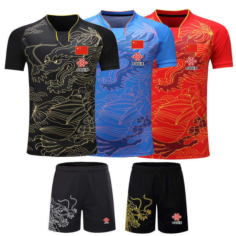 NEW Sports CHINA Dragon Table Tennis Jerseys Shorts Men Women Child Kids Ping Pong Jersey Table Tennis Shirt Sets Sport Shirts