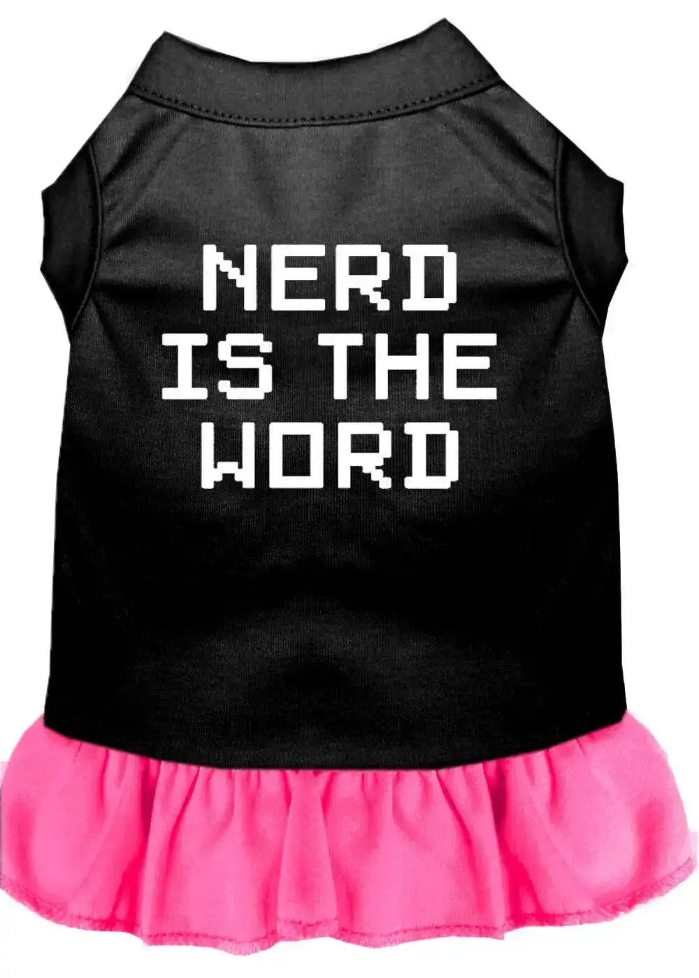 Nerd-Is-The-Word-Screen-Print-Dress-Black-With-Bright-Pink-Sm-GreatEagleInc-320204282