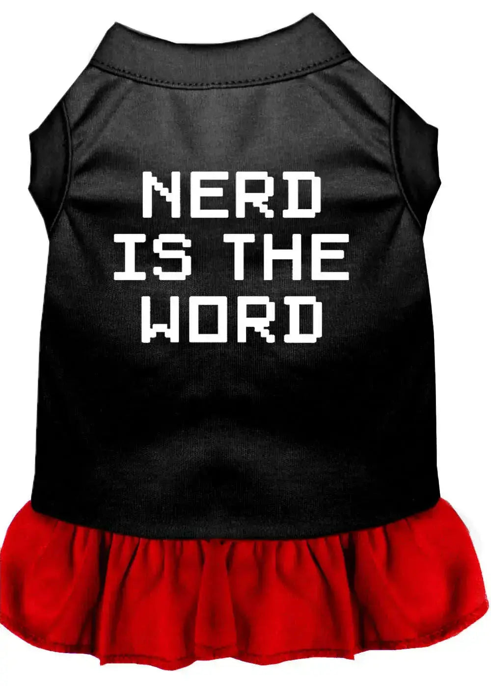 Nerd-Is-The-Word-Screen-Print-Dress-Black-With-Red-Sm-GreatEagleInc-320089025