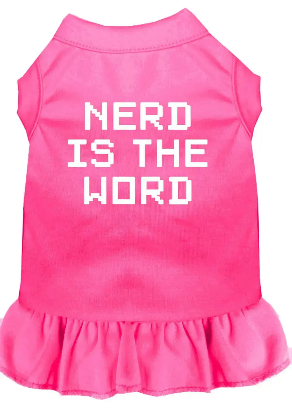 Nerd-Is-The-Word-Screen-Print-Dress-Bright-Pink-Sm-GreatEagleInc-320088923