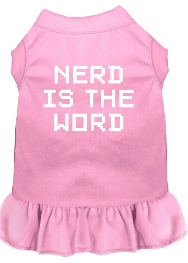 Nerd-Is-The-Word-Screen-Print-Dress-Light-Pink-Lg-GreatEagleInc-320090432