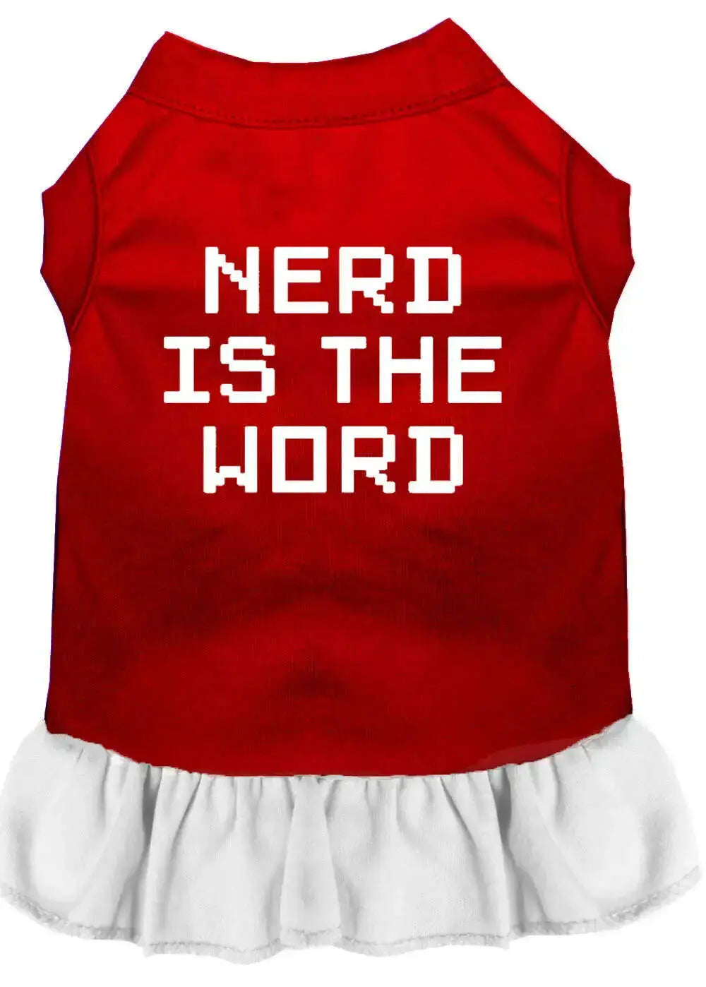 Nerd-Is-The-Word-Screen-Print-Dress-Red-With-White-Med-GreatEagleInc-320089470
