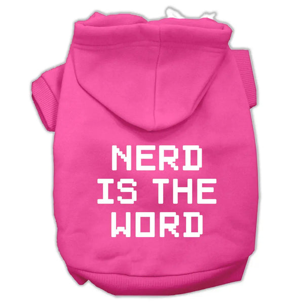 Nerd Is The Word Screen Print Pet Hoodies Bright Pink Size M Default Title