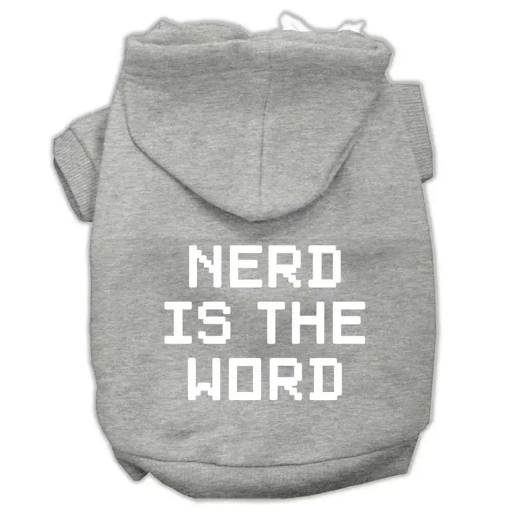 Nerd-Is-The-Word-Screen-Print-Pet-Hoodies-Grey-Size-M-GreatEagleInc-319875651