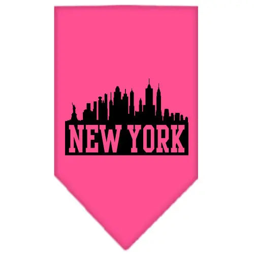 New York Skyline Screen Print Bandana Bright Pink Small Default Title