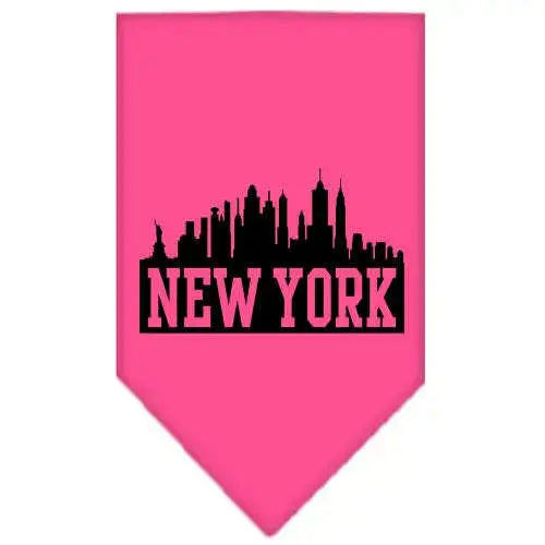 New-York-Skyline-Screen-Print-Bandana-Bright-Pink-Small-GreatEagleInc-318958553