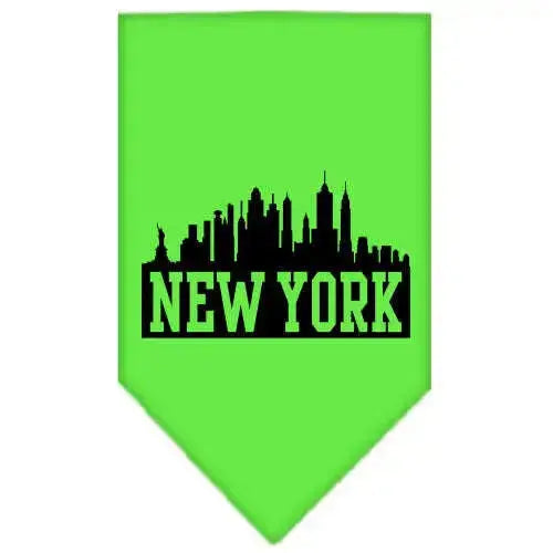 New-York-Skyline-Screen-Print-Bandana-Lime-Green-Large-GreatEagleInc-318555087