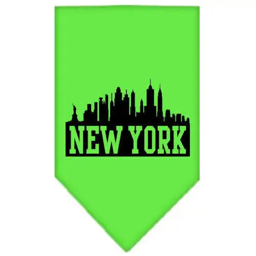 New-York-Skyline-Screen-Print-Bandana-Lime-Green-Large-GreatEagleInc-318555096