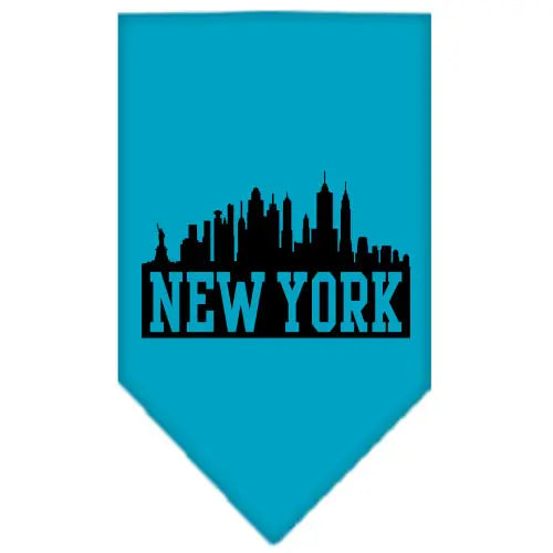 New York Skyline Screen Print Bandana Turquoise Small Default Title