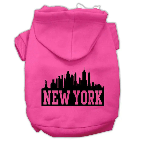 New-York-Skyline-Screen-Print-Pet-Hoodies-Bright-Pink-Size-Xxxl-GreatEagleInc-319913057