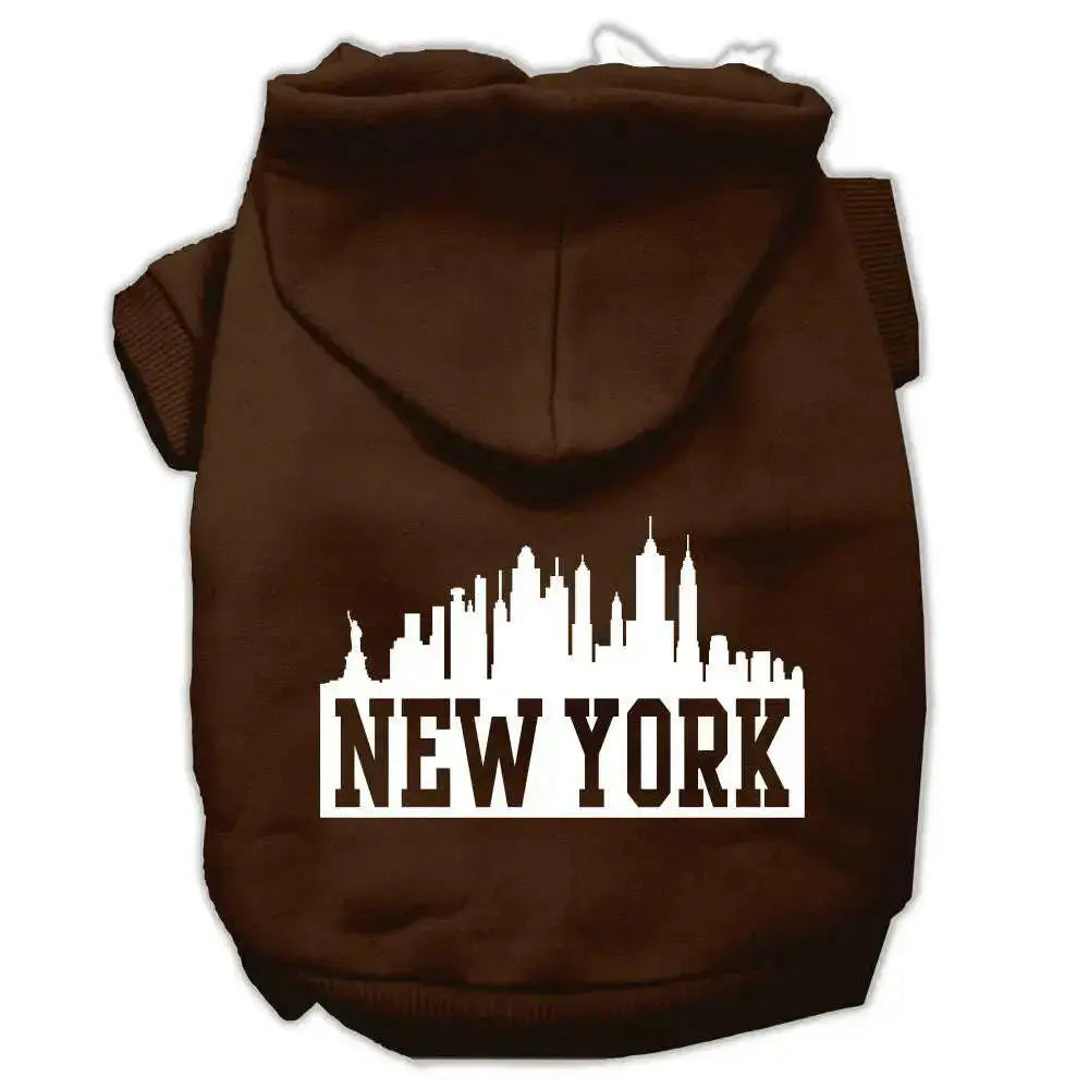 New-York-Skyline-Screen-Print-Pet-Hoodies-Brown-Size-Lg-GreatEagleInc-319918317