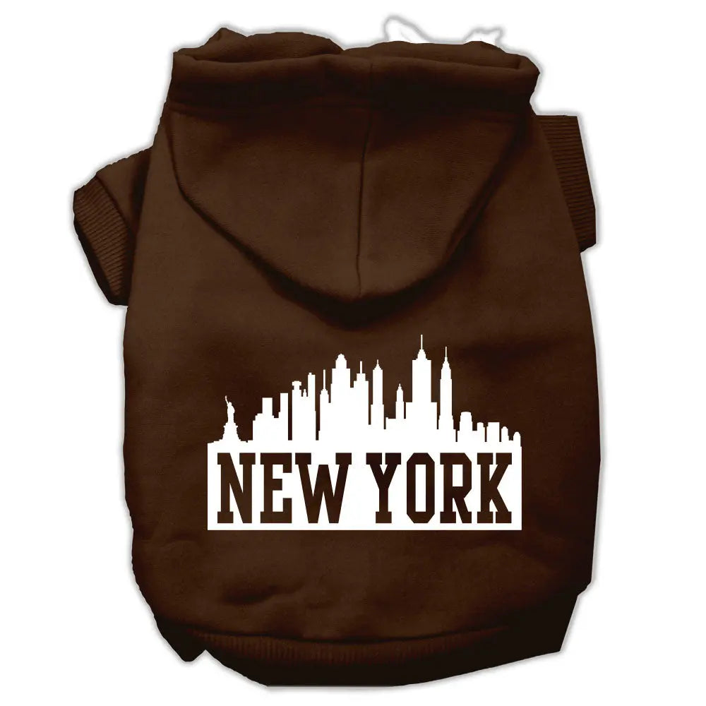 New York Skyline Screen Print Pet Hoodies Brown Size Xl Default Title