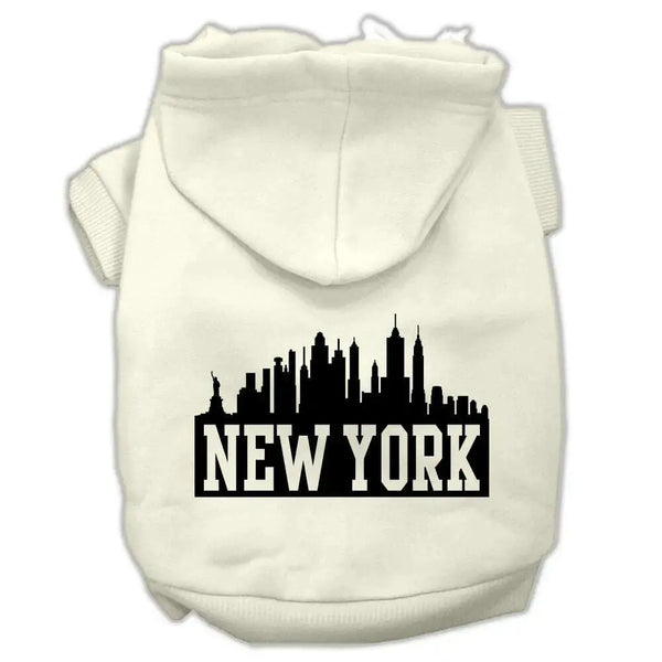 New-York-Skyline-Screen-Print-Pet-Hoodies-Cream-Size-Xxxl-GreatEagleInc-319912860