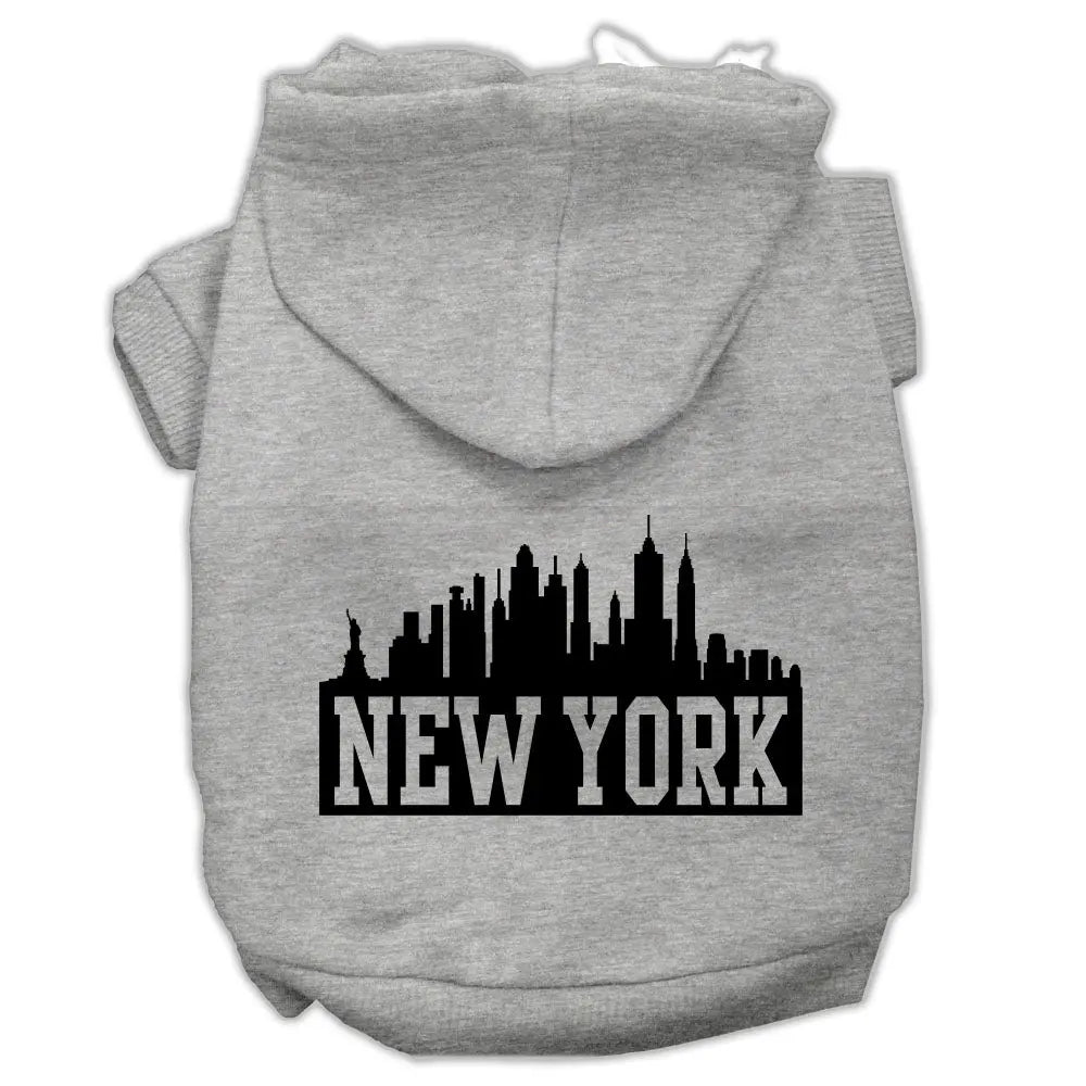 New York Skyline Screen Print Pet Hoodies Grey Size Xl Default Title