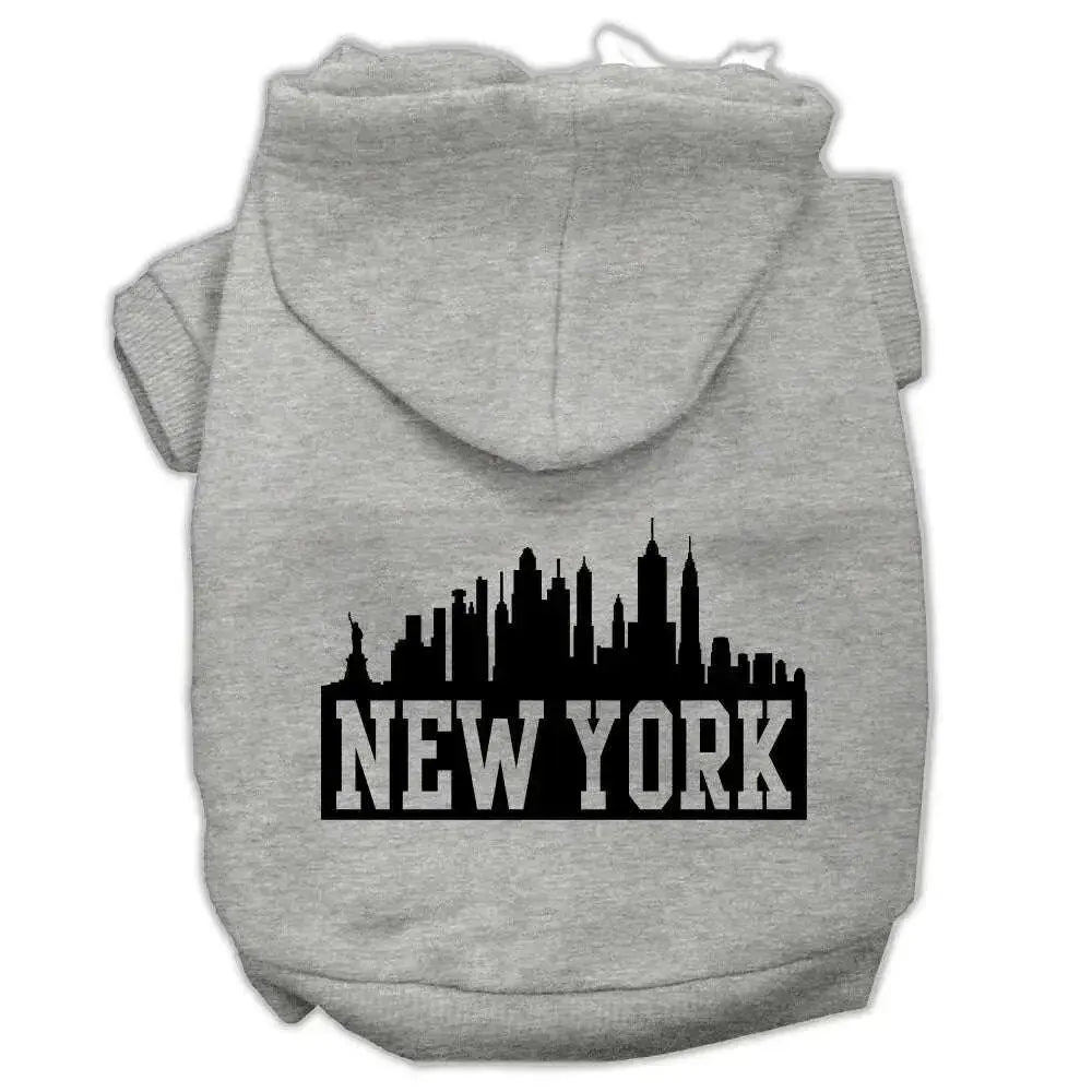 New-York-Skyline-Screen-Print-Pet-Hoodies-Grey-Size-Xs-GreatEagleInc-319914668