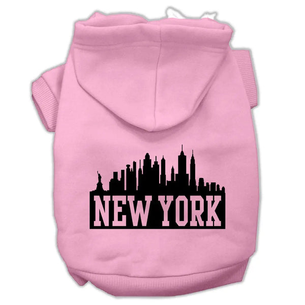 New York Skyline Screen Print Pet Hoodies Light Pink Size Xs Default Title