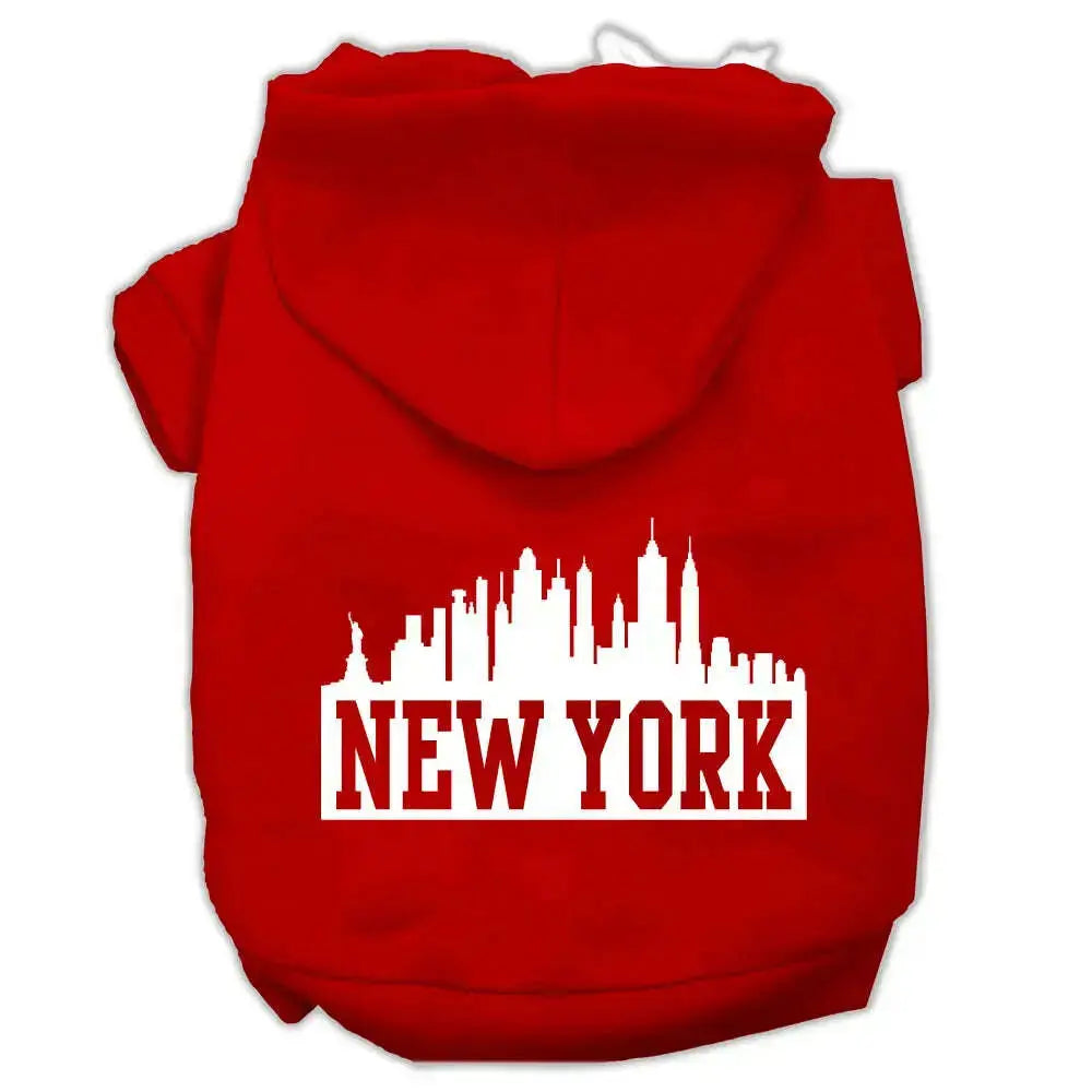 New-York-Skyline-Screen-Print-Pet-Hoodies-Red-Size-Xl-GreatEagleInc-319915348