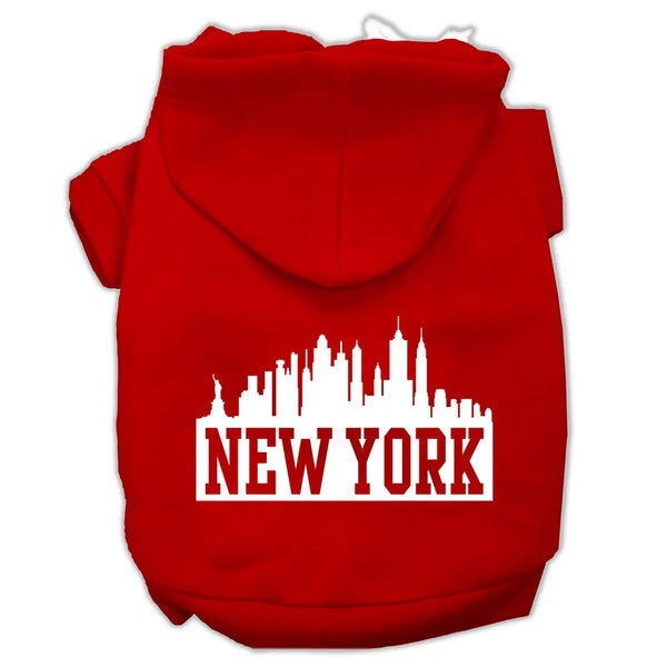 New York Skyline Screen Print Pet Hoodies Red Size Xs Default Title