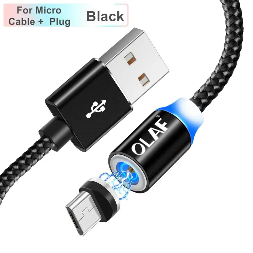 OLAF Magnetic Cable Braided LED Type C Micro USB magnetic usb charging cable for Apple iphone X 7 8 6 Xs Max XR Samsung s9 cord GreatEagleInc