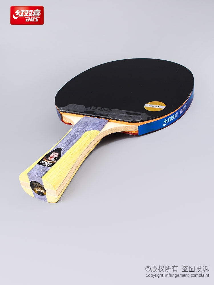 Original DHS 5002 5006 FL/CS Table Tennis Racket (5-layer Wood + Hurricane 3 Ruber ) Ping Pong Bat Case shake hand Long Handle