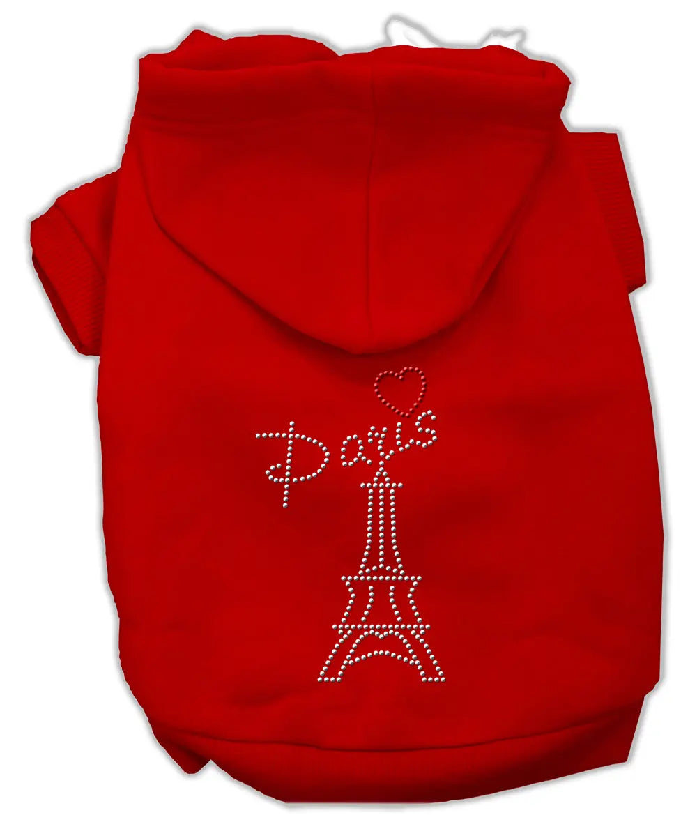 Paris Rhinestone Hoodies Red L Default Title