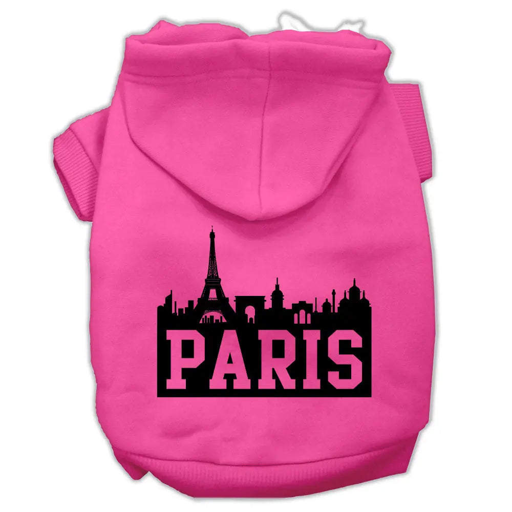 Paris Skyline Screen Print Pet Hoodies Bright Pink Size Xxxl Default Title